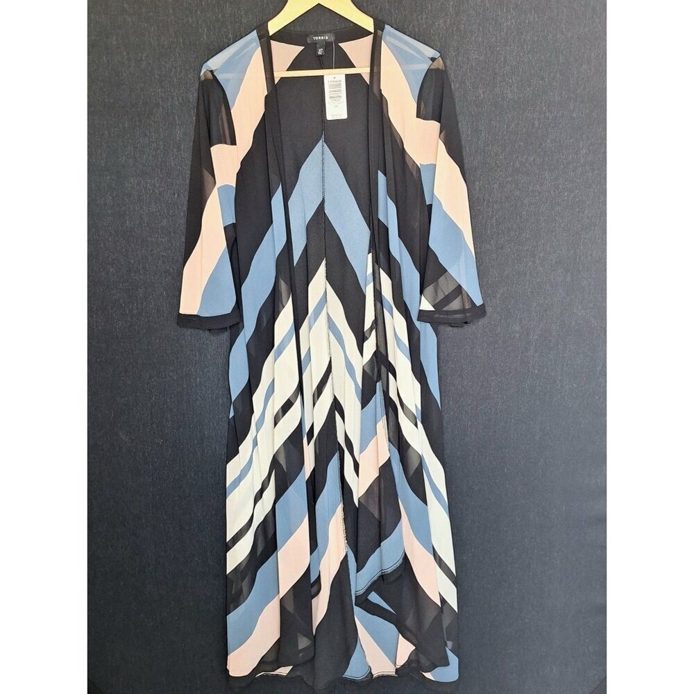 NWT Torrid Chiffon Kimono Cover Up Long Line Size 14-18 Beach Vacation Cruise Lo